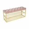 Обувница SHADO ТК36 черная с обивкой пыльная роза, Цвет обивки: Пыльная роза, Цвет каркаса: Золотой | Интернет магазин мебели и декора LifeDekor