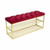 Обувница SHADO ТК36 черная с красной обивкой, Цвет обивки: красный, Цвет каркаса: Золотой | Интернет магазин мебели и декора LifeDekor