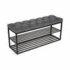 Обувница SHADO ТК36 черная с серой обивкой, Цвет обивки: серый, Цвет каркаса: черный | Интернет магазин мебели и декора LifeDekor