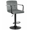 Стул барный DOBRIN KRUGER ARM BLACK, серый велюр (MJ9-75), Вариант: серый велюр (MJ9-75) | Интернет магазин мебели и декора LifeDekor