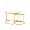 Набор журнальных столиков Селена 60 и 45 см стекло белый мрамор сталь золото | Интернет магазин мебели и декора LifeDekor