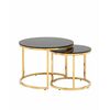 Набор журнальных столиков Селена 60 и 45 см стекло черный мрамор сталь золото | Интернет магазин мебели и декора LifeDekor