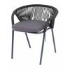 "Женева" стул плетеный из роупа, каркас алюминий темно-серый (RAL7024) шагрень, роуп темно-серый круглый, ткань темно-серая | Интернет магазин мебели и декора LifeDekor