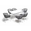 "Малага" обеденная группа на 6 персон со стульями "Марсель", каркас белый, роуп светло-серый | Интернет магазин мебели и декора LifeDekor