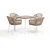 "Малага" обеденная группа на 4 персоны со стульями "Лион", каркас белый, роуп бежевый | Интернет магазин мебели и декора LifeDekor