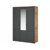 Шкаф «Лацио Сканди» 3д (с зеркалом) Вотан/Сканди графит | Интернет магазин мебели и декора LifeDekor