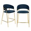 Комплект из 2-х стульев полубарных Turin синий с золотыми ножками | Интернет магазин мебели и декора LifeDekor