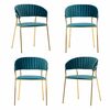 Комплект из 4-х стульев Turin бирюзовый с золотыми ножками | Интернет магазин мебели и декора LifeDekor