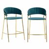Комплект из 2-х стульев полубарных Turin бирюзовый с золотыми ножками | Интернет магазин мебели и декора LifeDekor