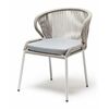 "Милан" стул плетеный из роупа, каркас алюминий светло-серый (RAL7035) муар, роуп серый меланж круглый, ткань светло-серая | Интернет магазин мебели и декора LifeDekor