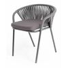 "Женева" стул плетеный из роупа, каркас алюминий темно-серый (RAL7024) муар, роуп серый 15мм, ткань серая 017 | Интернет магазин мебели и декора LifeDekor