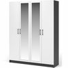 Шкаф «Чикаго» 4д (с зеркалами) Антрацит/Белый | Интернет магазин мебели и декора LifeDekor
