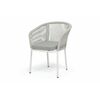 "Марсель" стул плетеный из роупа, каркас алюминий белый муар, роуп светло-серый меланж круглый tex, ткань светло-серая | Интернет магазин мебели и декора LifeDekor