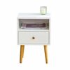 Тумба прикроватная Komo-1 (380х306х520 мм, ЛДСП Белый 16 мм, ножки береза) | Интернет магазин мебели и декора LifeDekor