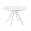 Стол круглый раздвижной со стеклом "RONDO-110"  (Белый оптивайт/Белый) 110(145), | Интернет магазин мебели и декора LifeDekor