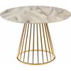 Стол Liverpool диам.100см, керамогранит белый мрамор с золотистыми ножками | Интернет магазин мебели и декора LifeDekor