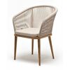 "Марсель" стул плетеный из роупа, основание дуб, роуп бежевый круглый, ткань бежевая 052 | Интернет магазин мебели и декора LifeDekor