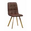 Стул LUCAS экокожа коричневый, каркас квадрат золото | Интернет магазин мебели и декора LifeDekor