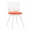 Стул пластиковый VIOLA белый с оранжевой подушкой | Интернет магазин мебели и декора LifeDekor