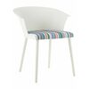 Стул пластиковый MALTA белый с подушкой цветные полосы | Интернет магазин мебели и декора LifeDekor