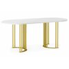 Стол деревянный Хьюго О 200 х 90 белая шагрень пленка / золотые ноги | Интернет магазин мебели и декора LifeDekor