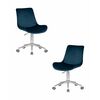 Набор 2 шт Кресло офисное DOBRIN DORA, синий велюр (1922-20), хромированная сталь, Вариант: синий велюр (1922-20), хромированная сталь | Интернет магазин мебели и декора LifeDekor
