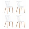 Набор 4 шт Стул обеденный DOBRIN THEO, ножки светлый бук, цвет белый (W-02), Вариант: ножки светлый бук, цвет белый (W-02) | Интернет магазин мебели и декора LifeDekor