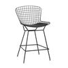 Стул полубарный с низкой спинкой Bertoia черный с черной подушкой | Интернет магазин мебели и декора LifeDekor