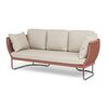 "Фиджи" диван 3-местный плетеный из роупа, каркас алюминий коричневый (RAL8016) муар, роуп красный (8372) круглый tex, ткань Mossle бежевая | Интернет магазин мебели и декора LifeDekor