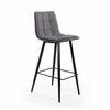 Стул барный Уно, бархат серый 27 / чёрный конус | Интернет магазин мебели и декора LifeDekor