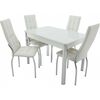 Обеденная группа (Стол Гамбург стекло и 4 стула Чинзано), белый | Интернет магазин мебели и декора LifeDekor