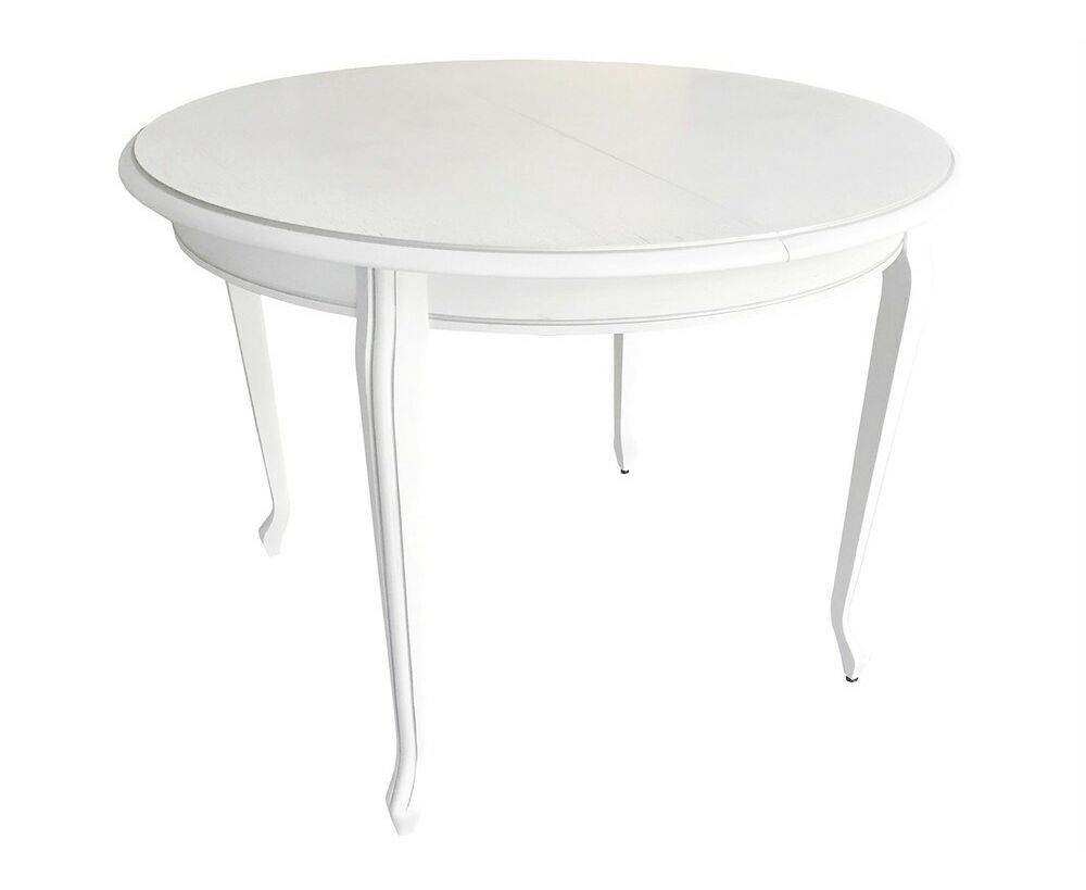круглый белый стол с патиной