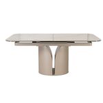 Стол обеденный DikLine CZ401 керамика Calacata Picasso White глянец, опоры металл  матовые бежевые (2 уп) | Интернет магазин мебели и декора LifeDekor