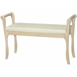 Скамья для прихожей с подлокотниками мягкая, экокожа крем, каркас лак | Интернет магазин мебели и декора LifeDekor