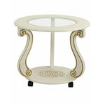 Стол журнальный Грация (С) на колесах слоновая кость/золото | Интернет магазин мебели и декора LifeDekor
