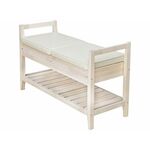 Скамья для прихожей Н с ящиком, экокожа крем, каркас лак | Интернет магазин мебели и декора LifeDekor