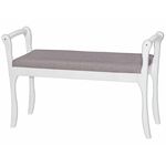 Скамья для прихожей с подлокотниками мягкая, ткань серо-розовый, каркас снег | Интернет магазин мебели и декора LifeDekor