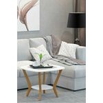 Стол журнальный Мельбурн со стеклом белый/дуб светлый | Интернет магазин мебели и декора LifeDekor