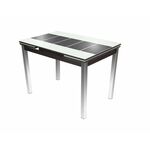 Стол Шанхай Каре, Черный муар/Стекло белое/Рисунок черный | Интернет магазин мебели и декора LifeDekor