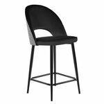 Стул полубарный Leo чёрный с жаккардом, с поворотным механизмом | Интернет магазин мебели и декора LifeDekor