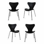 Комплект из 4-х стульев Seven Style чёрный с хромированными ножками | Интернет магазин мебели и декора LifeDekor