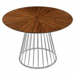 Стол Liverpool диам.110см, шпон орех лучевой набор, с хромированными ножками | Интернет магазин мебели и декора LifeDekor