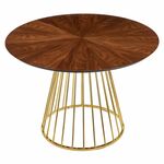 Стол Liverpool диам.110см, шпон орех лучевой набор, с золотистыми ножками | Интернет магазин мебели и декора LifeDekor