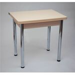 Стол обеденный ЛС-831 (Бежевые круги/ ноги Хром/кромка+царги Дуб беленый) | Интернет магазин мебели и декора LifeDekor