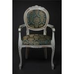 Кресло Милорд-12 (1013+патина золото/ткань Андрис бирюза Вензель) слоновая кость) | Интернет магазин мебели и декора LifeDekor