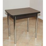 Стол обеденный ЛС-831 (Береза Эрмана темная/ ноги Хром/кромка+царги венге) | Интернет магазин мебели и декора LifeDekor