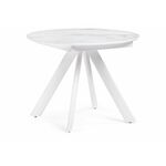 Стол стеклянный Галвестон 100х76 белый мрамор / белый | Интернет магазин мебели и декора LifeDekor