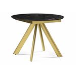 Стол стеклянный Галвестон 100х76 обсидиан / черный / золото | Интернет магазин мебели и декора LifeDekor