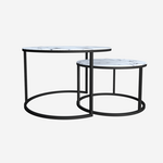 Набор кофейных столиков Tango белый мрамор с черными ножками | Интернет магазин мебели и декора LifeDekor