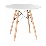 Стол обеденный DOBRIN CHELSEA`80, ножки светлый бук, столешница белая | Интернет магазин мебели и декора LifeDekor